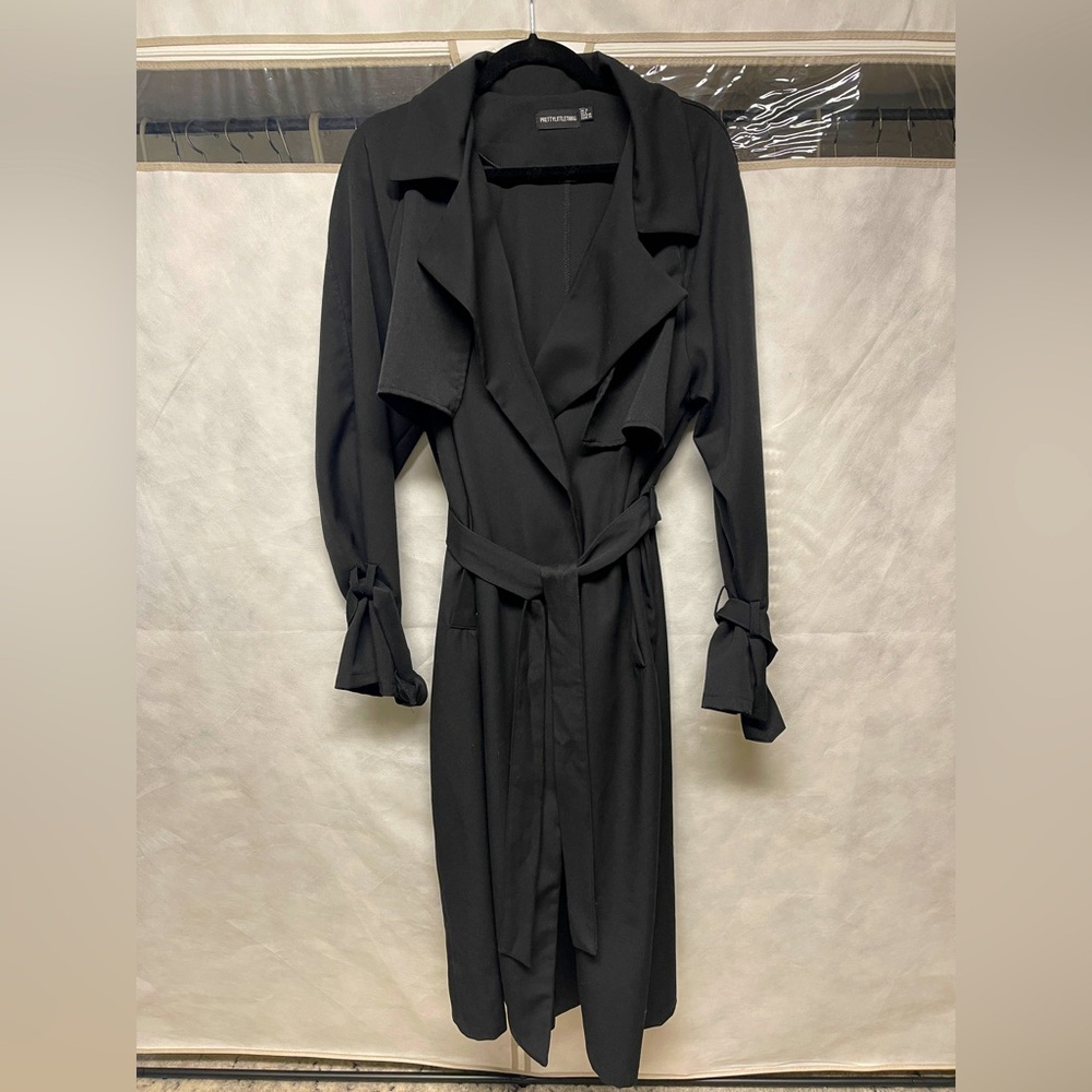 Black Trench Coat with Belt
